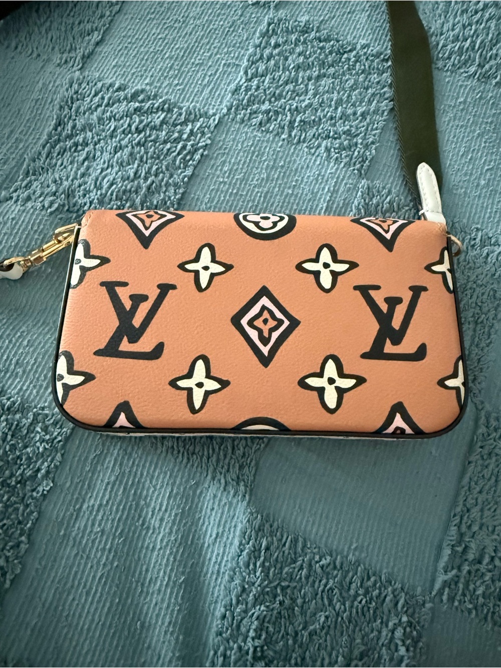 Felicie strap & go multicolor Monogram Crossbody Shoulder Bag with Green Strap - Picture 9 of 13